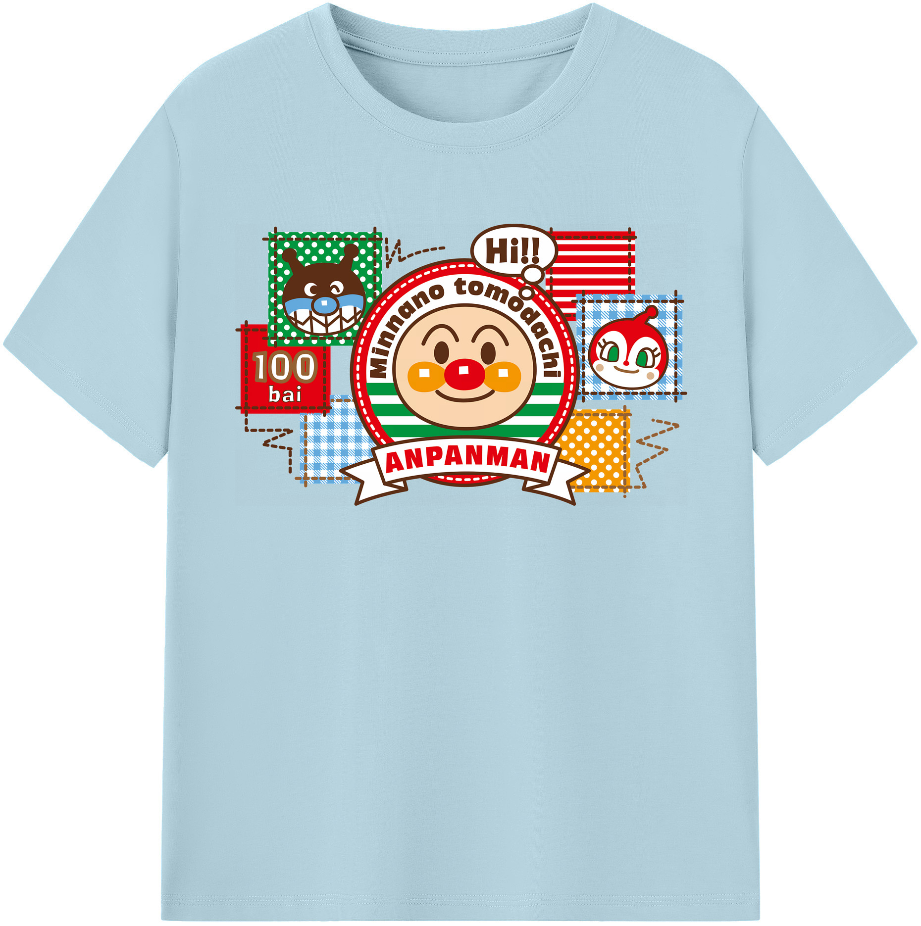 （画像用） アンパンマン Anpanman 綿100％半袖Tシャツ（フロントプリント）